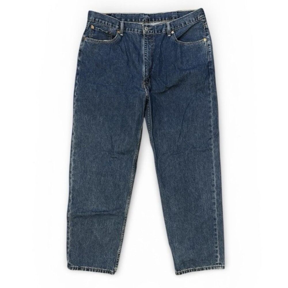 Levis 550 Mens Relaxed Straight Jeans 42X32 Blue Red Tab 5 Pocket Casual Denim